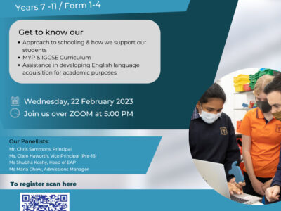Virtual Admissions Info Session for Years 7-11 / Form 1-4